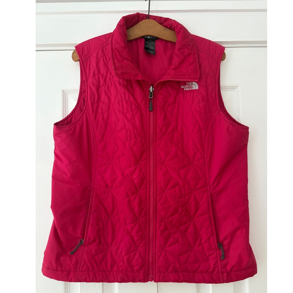 The North Face Womens Quilted Full Zip Vest Pink Raspberry Large L Insulated